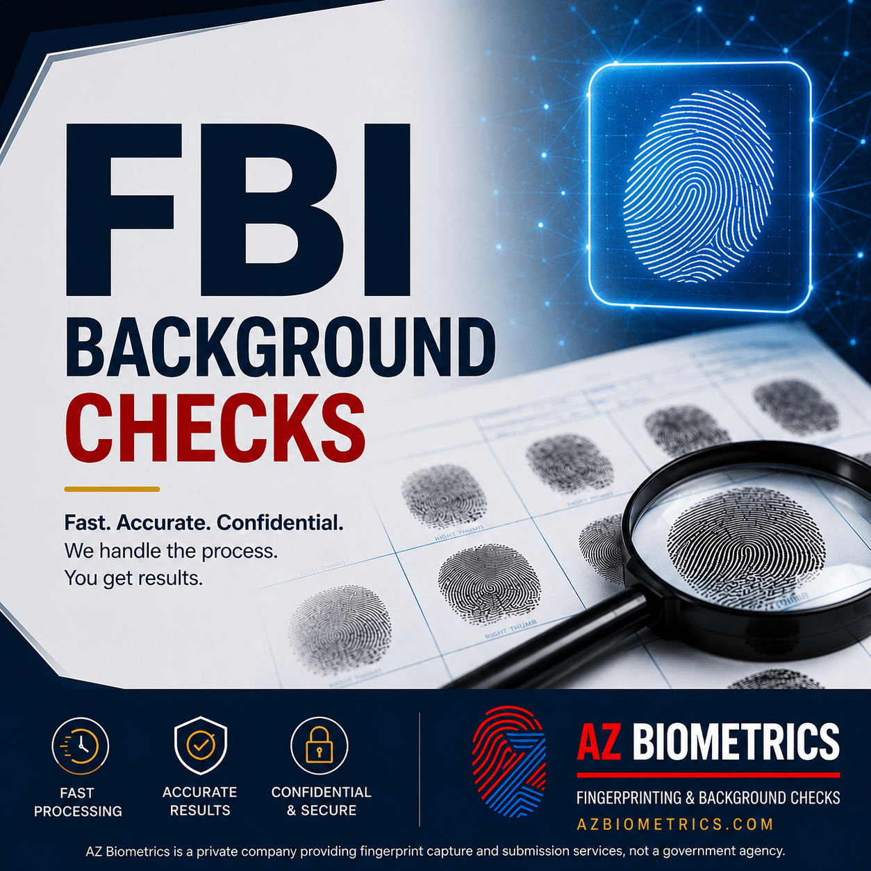 Graphic representing AZB's FBI Background Check service
